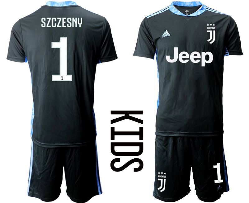 Youth 2020-2021 club Juventus black goalkeeper #1 Soccer Jerseys